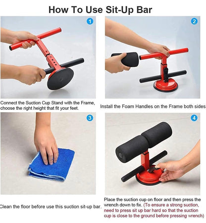 Sit-Up Assistant for Home Fitness with Suction Fixation