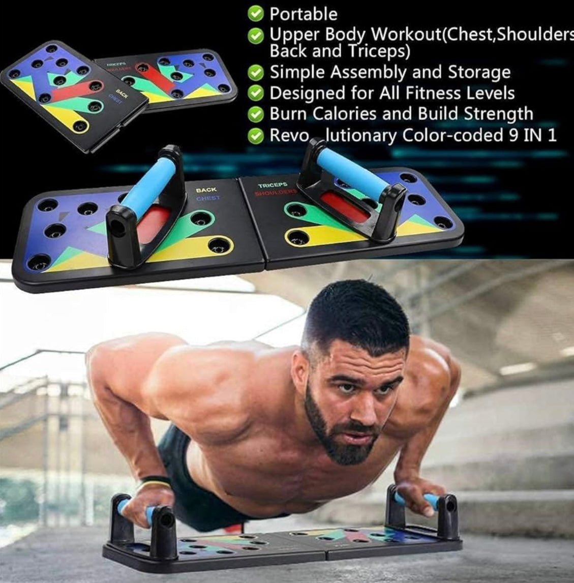 Multipurpose Push-Up Board for Beginners (W Shape)